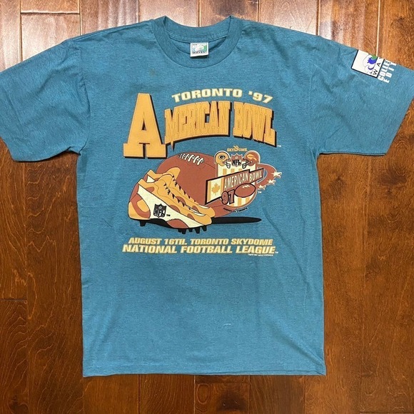 Toronto 1997 Vintage NFL American Bowl Blue Orange T-Shirt Men's Med NWOT - Picture 3 of 10
